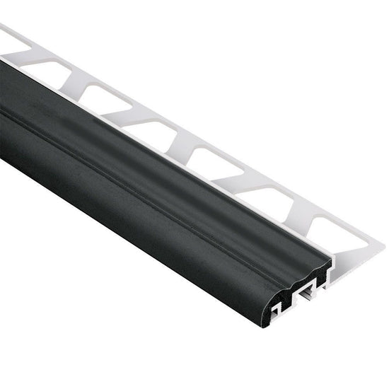 Schluter TREP-S Profilé de nez de marche avec insert noir - aluminium et plastique PVC 1-1/32" x 4' 11" x 1/2" (12.5 mm)