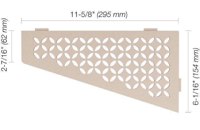 Schluter SHELF-E Étagère de coin quadrilaterale modèle Floral - aluminium crème