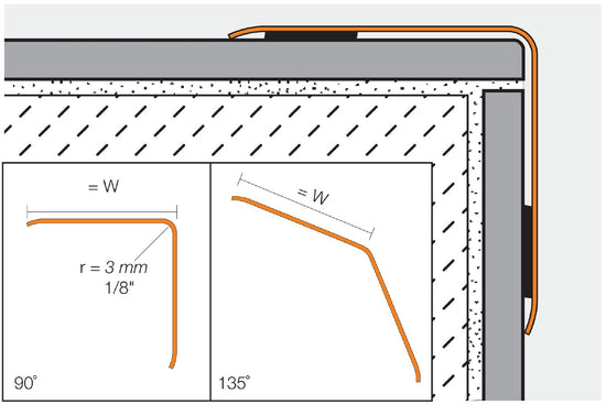 Schluter ECK-K Profilé robuste de protection des coins extérieurs 90° - acier inoxydable (V2) brossé 9/16" x 9' 10"