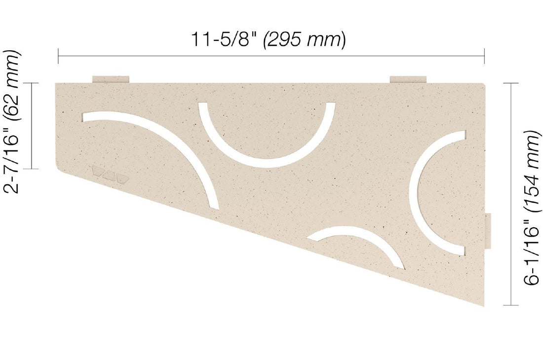 Schluter SHELF-E Étagère de coin quadrilatérale modèle Curve aluminium ivoire