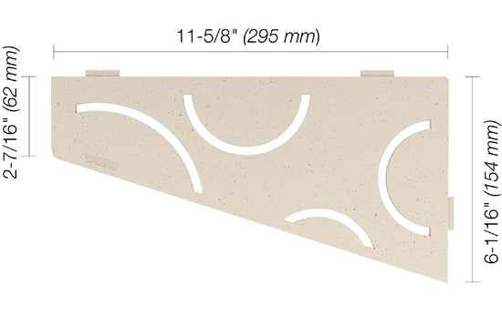 Schluter SHELF-E Étagère de coin quadrilatérale modèle Curve aluminium ivoire