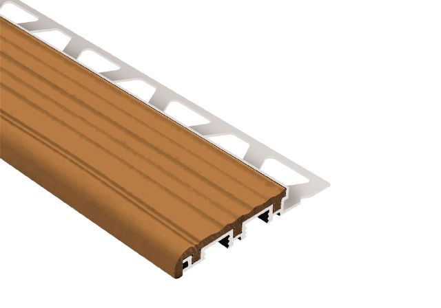 Schluter TREP-B Profilé pour nez de marche - aluminium avec un insert brun noisette 2-1/8" x 1" (25 mm) x 4' 11"