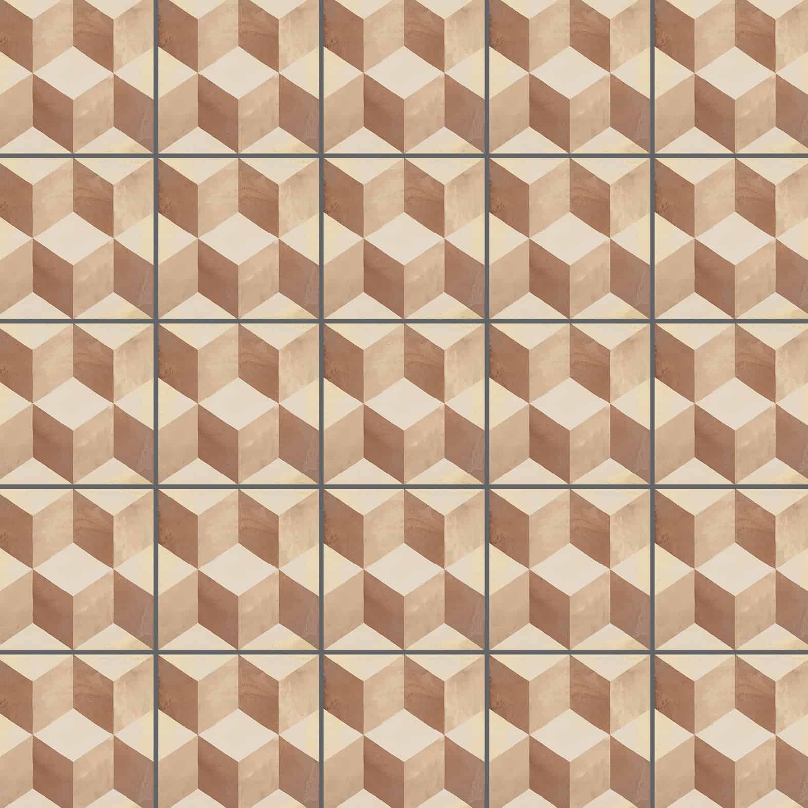 Carreaux de céramique Collection Terra 8 po x 8 po motif Cubo C, format carré
