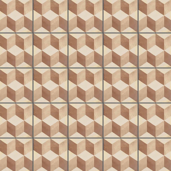 Carreaux de céramique Collection Terra 8 po x 8 po motif Cubo C, format carré