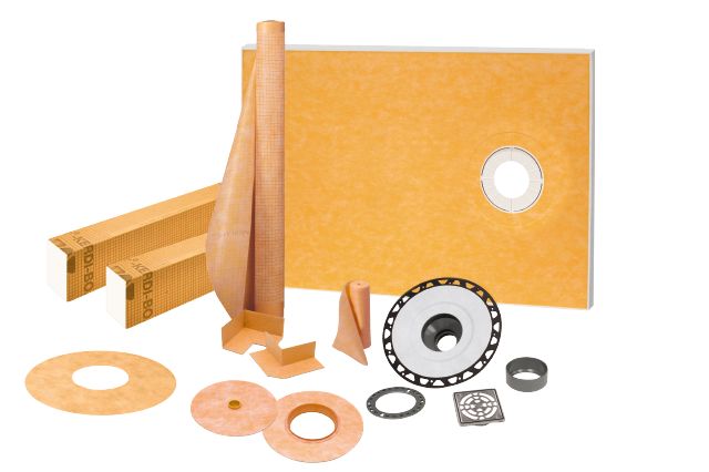 Schluter KERDI-SHOWER-KIT-FL Ensemble de douche avec position de sortie décentrée KERDI-SHOWER-KIT avec 2" ABS bride et acier inoxydable gille 38" x 60"