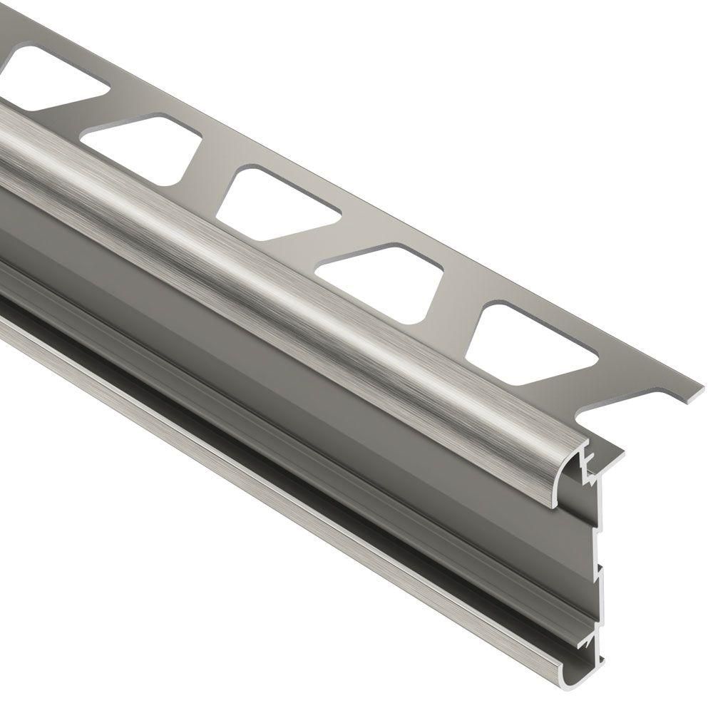 Schluter RONDEC-CT profil bordure comptoir double-rail aluminium anodisé nickel brossé 3/8 po (10 mm) x 8 pi 2 1/2 po