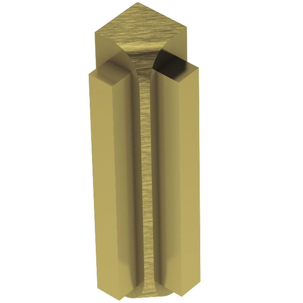 Schluter RONDEC-STEP Coin intérieur 90° avec ailette verticale de 2-1/4" - aluminium anodisé laiton brossé 3/8" (10 mm)