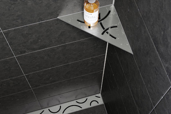 Schluter SHELF-E Étagère de coin triangulaire modèle Wave aluminium étain