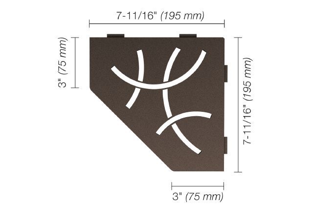 Schluter SHELF-E Étagère de coin pentagonale modèle Curve - aluminium bronze