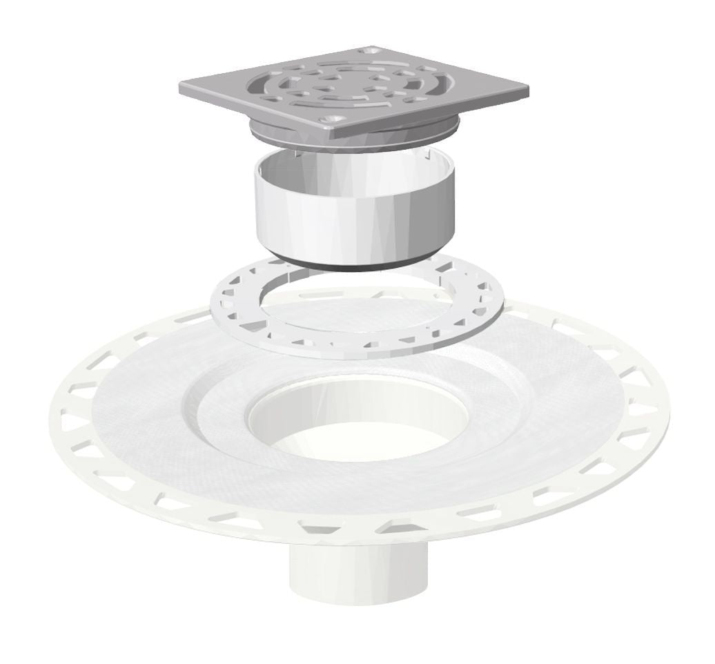 Schluter KERDI-DRAIN Ensemble de grille carrée Pure acier inoxydable (V2) ivoire 4"