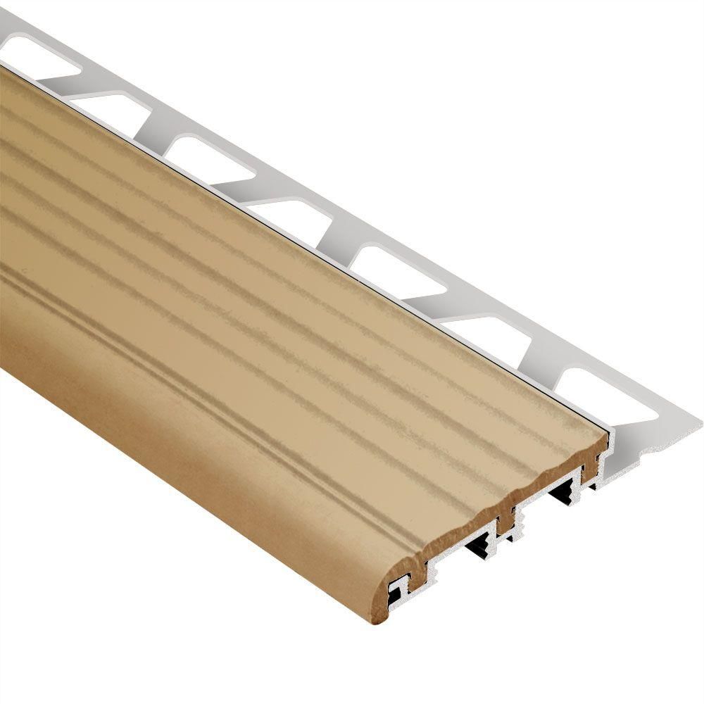 Schluter TREP-B Profilé pour nez de marche - aluminium avec un insert beige clair 2-1/8" x 5/16" (8 mm) x 4' 11"