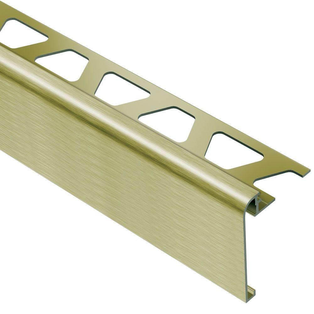 Schluter RONDEC-STEP Profilé de finition et protection des rebords avec ailette verticale de 2-1/4" - aluminium anodisé laiton brossé 5/16" (8 mm) x 8' 2-1/2"