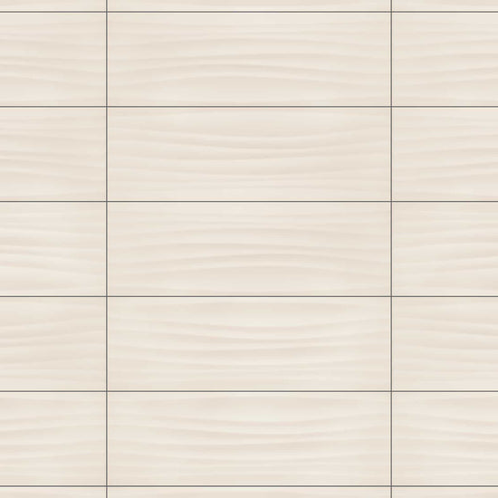 Carreaux de céramique Collection Vela Wave Avorio 8 po x 24 po, motif ondulé ivoire, format rectangulaire