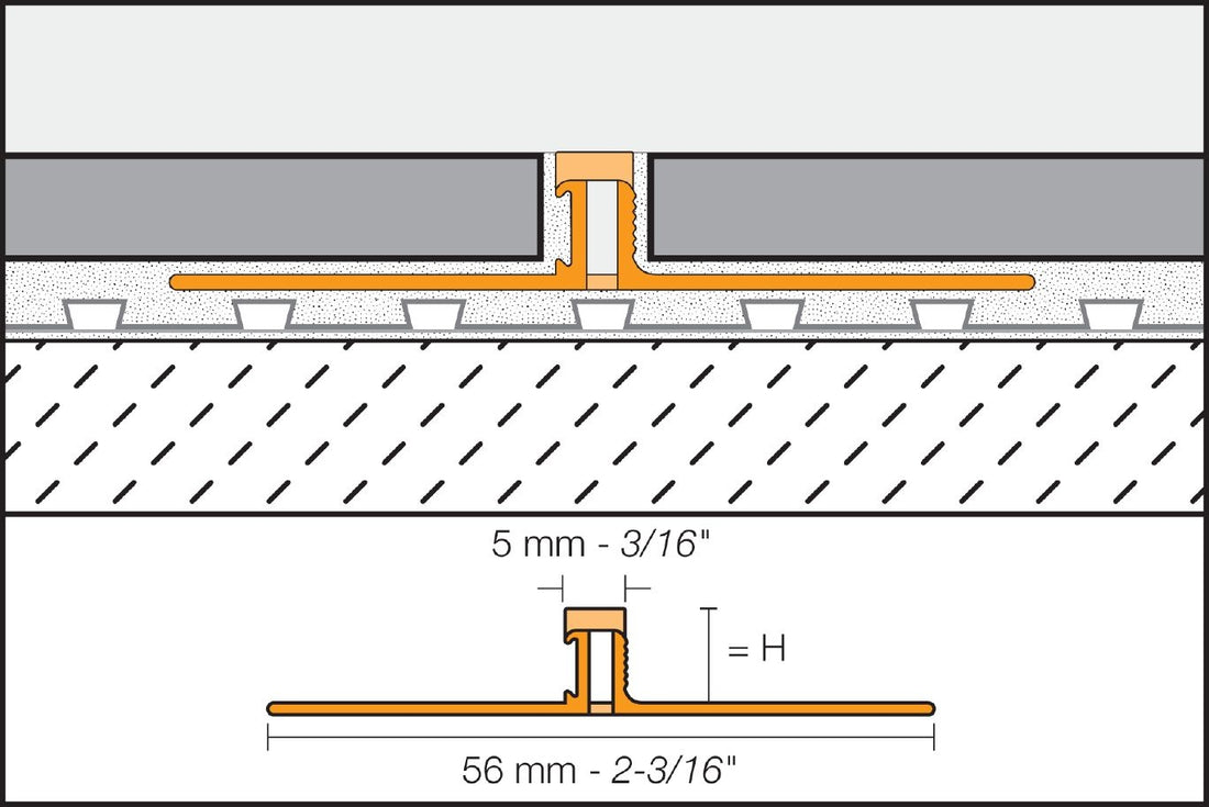 Schluter DILEX-BWS profilé joint surface, PVC anthracite foncé, zone mouvement 3/16 po, largeur 3/8 po (10 mm)