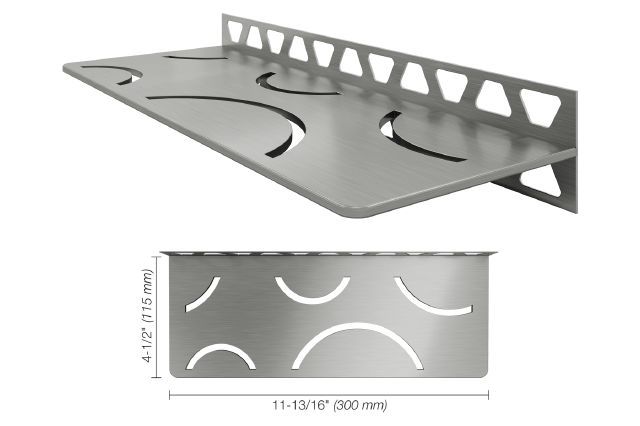 Schluter SHELF-W Étagère mural rectangulaire Curve Design - acier inoxydable (V2) brossé