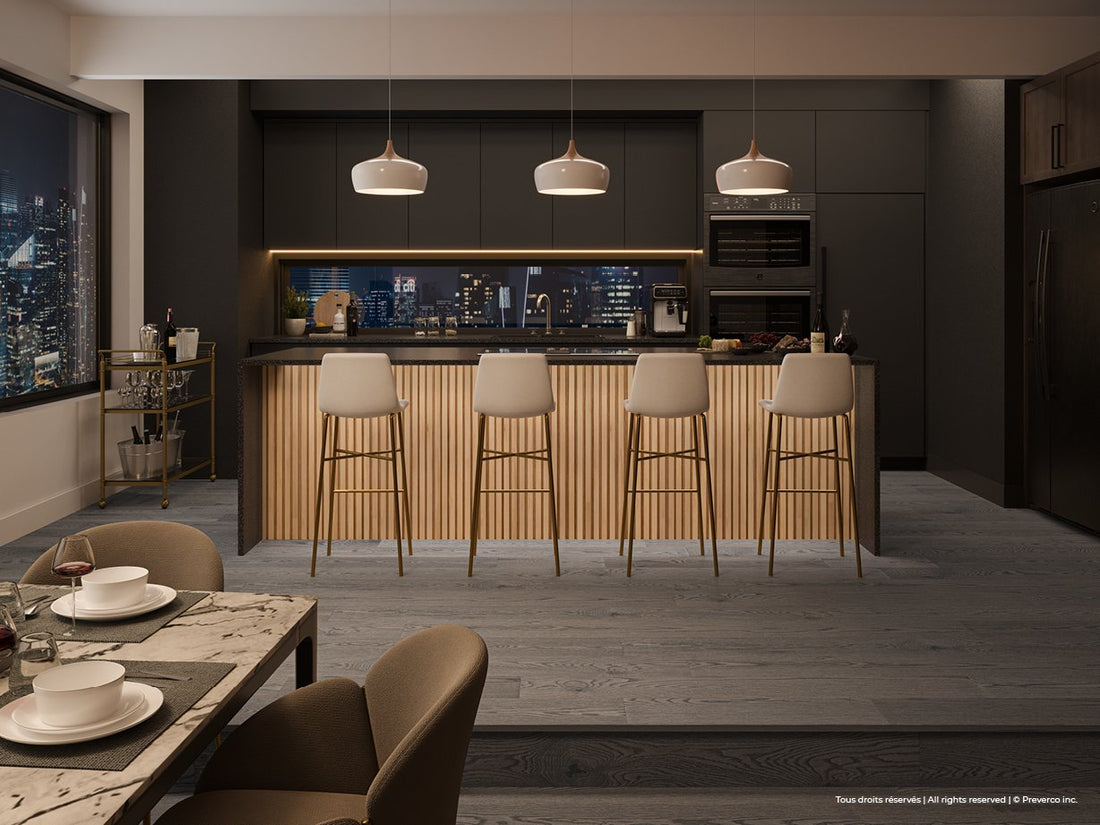 Preverco Bois d'ingénierie Max19 Chêne rouge nuance Inox satiné largeur 5-1/8 po épaisseur 3/4 po