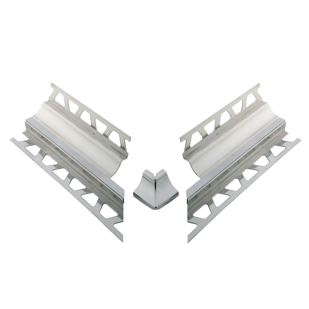 Schluter DILEX-HKS Ensemble de coin extérieurs 90° avec un radius de 23/32" - acier inoxydable (V2) gris classique 3/8" x 11/32"