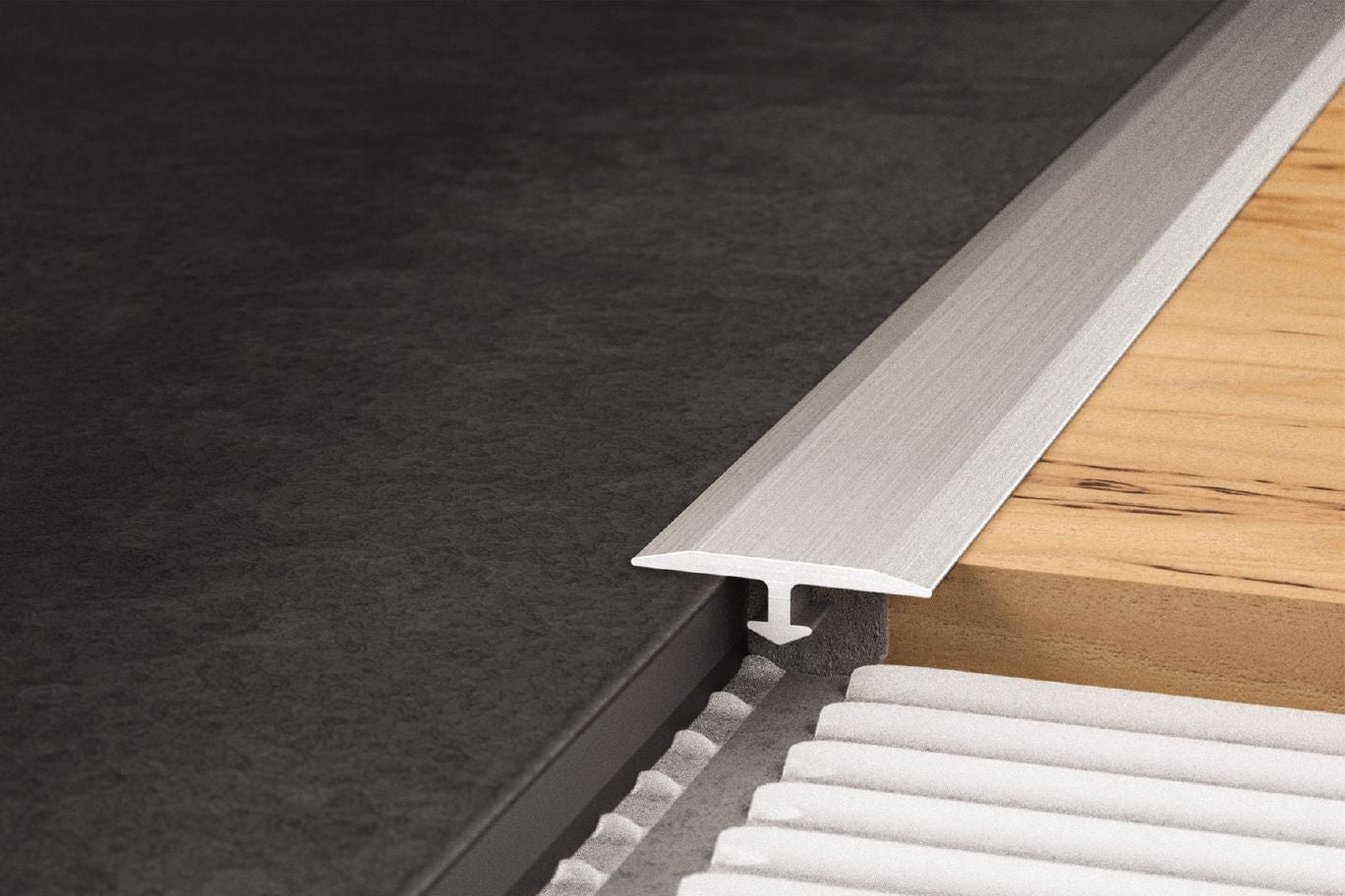 Schluter VINPRO-T Profilé en T pour la rénovation des planchers de vinyle Aluminium anodisé Nickel brossé 1/8" (3 mm) x 0.53" x 8' 2-1/2"