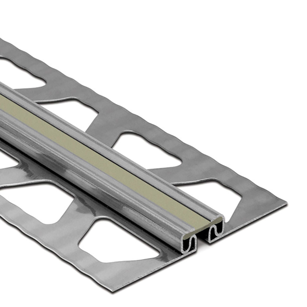 Schluter DILEX-EKSB Profilé de joint de surface pour les revêtements de plancher plus minces - acier inoxydable (V2) avec joint de 1/4" gris 3/16" (4.5 mm) x 8' 2-1/2"
