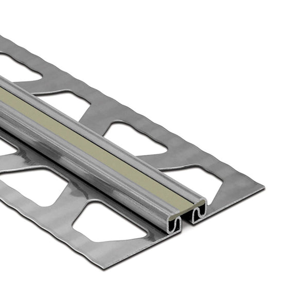 Schluter DILEX-EKSB Profilé de joint de surface pour les revêtements de plancher plus minces - acier inoxydable (V2) avec joint de 1/4" gris 3/16" (4.5 mm) x 8' 2-1/2"