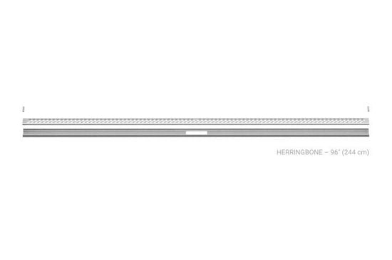Schluter KERDI-LINE-VARIO Drain linéaire encastré avec design de grille Herringbone - acier inoxydable (V4) brossé 1-1/16" x 96"