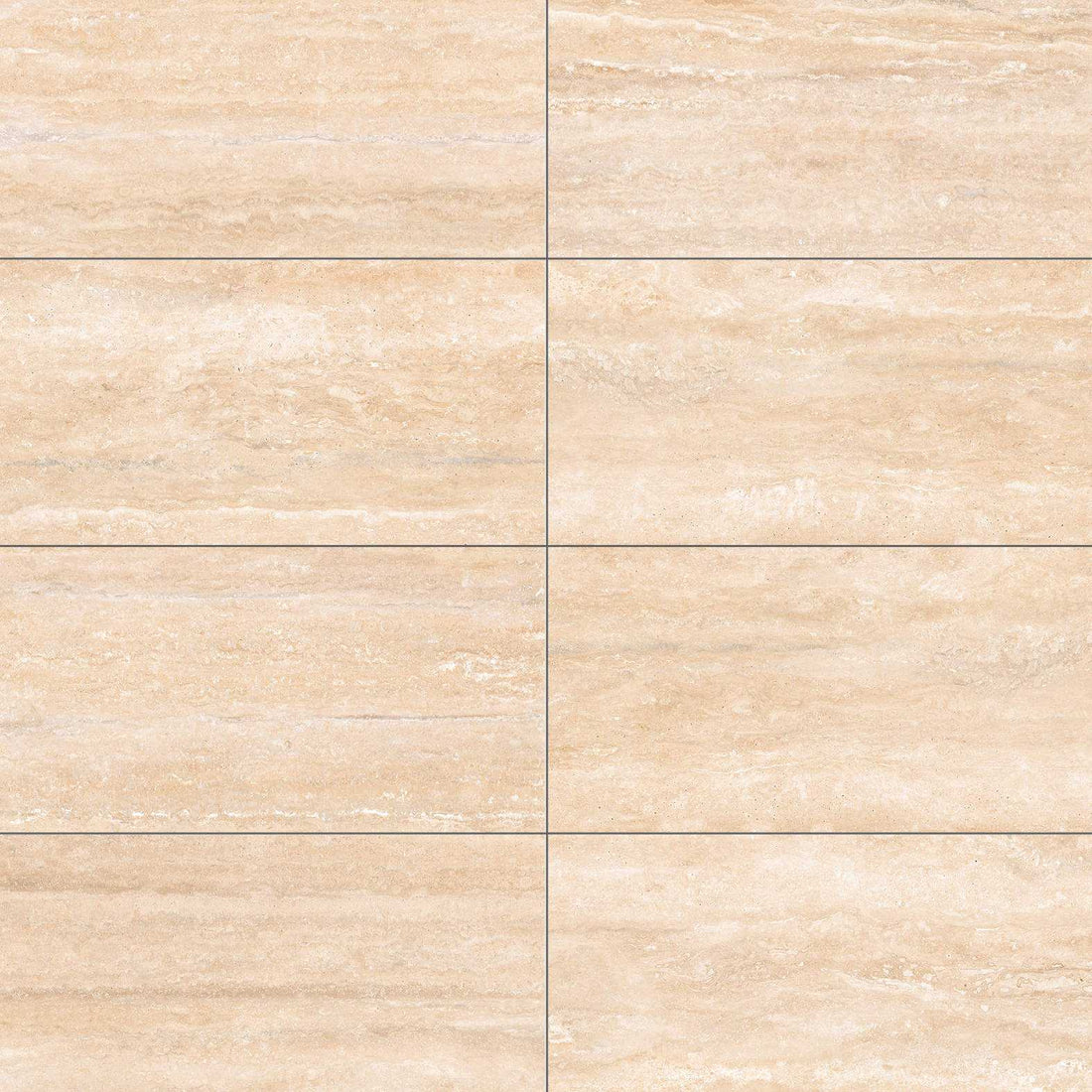Carreaux de céramique Collection Travertino 12 po x 24 po beige, aspect travertin veiné, finition mate