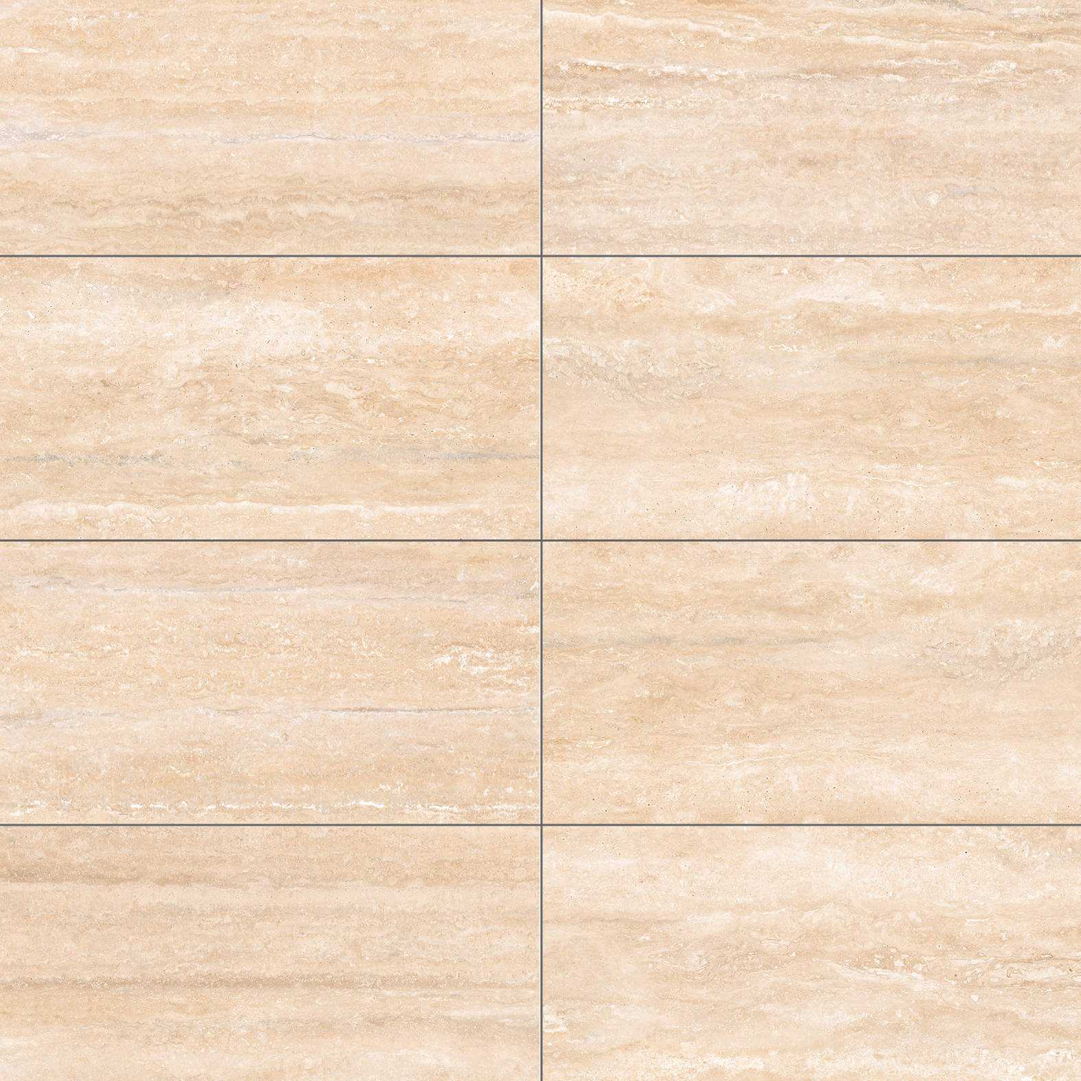 Carreaux de céramique Collection Travertino 12 po x 24 po beige, aspect travertin veiné, finition mate