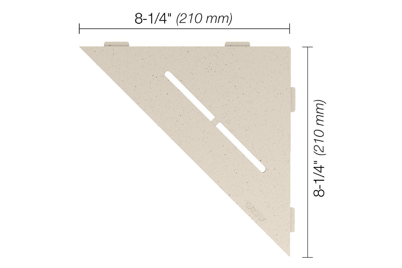 Schluter SHELF-E Étagère de coin triangulaire modèle Pure aluminium ivoire