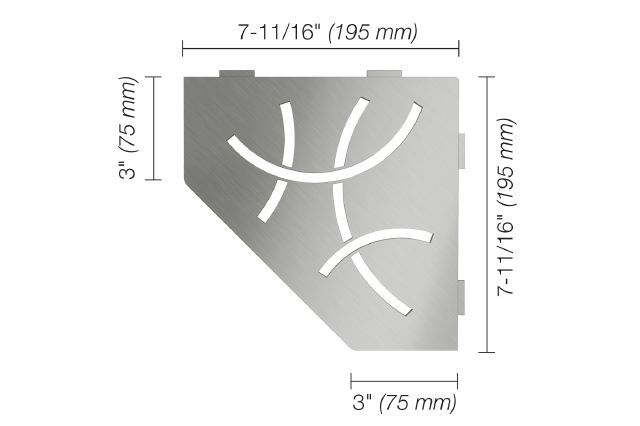 Schluter SHELF-E Étagère de coin pentagonale modèle Curve - acier inoxydable (V2) brossé