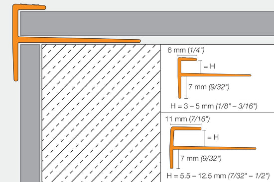 Schluter VINPRO-STEP Profilé de nez de marche pour revêtement de vinyle aluminium anodisé nickel brossé 9/32" (7 mm) x 8' 2-1/2"