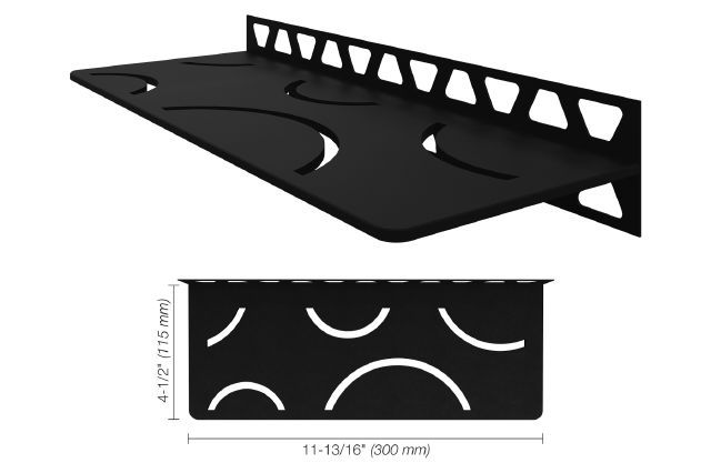Schluter SHELF-W Étagère mural rectangulaire Curve Design - aluminium noir mat