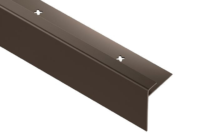 Schluter VINPRO-STEP-R Profilé de nez de marche pour revêtement de vinyle avec dévoilement allongé aluminium anodisé bronze antique brossé 1/2" (12.5 mm) x 8' 2-1/2"
